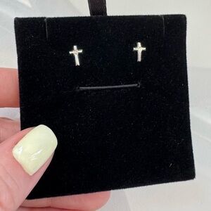 Silver Cross Stud Sterling Silver 925 Earrings